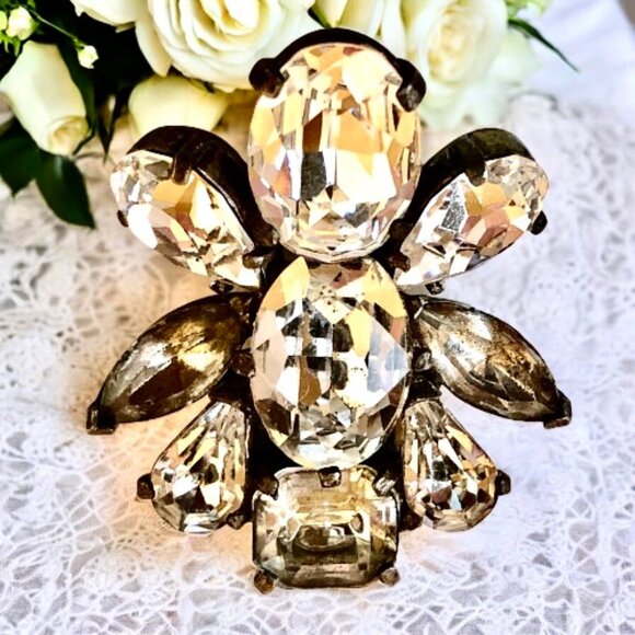 Eisenberg Original Vintage Fur Clip Rhinestone Brooch As Is - Picture 6 of 12